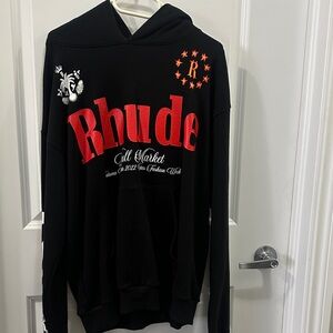 Rhude Black Sweater with Red and White Accents Rare Rhude hoodie